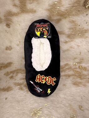 New Super Soft AC/DC Band Fuzzy Babba Slipper Socks w/ Grippers Unisex S 5-7